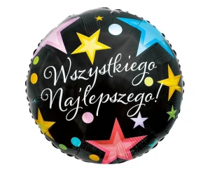Balon foliowy Wszystkiego Najlepszego czarny 45 cm