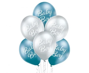Balony lateksowe Baby Shower Baby Boy niebieskie 29 cm 6 szt. dekoracje na przyjęcie baby shower