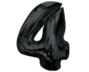 Balon foliowy Smart, cyfra 4, czarna, 92 cm