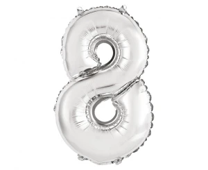 Balon foliowy Cyfra 8 srebrny 35 cm