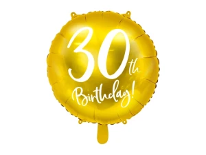 Balon foliowy 30 urodziny 30th Birthday złoty 45 cm