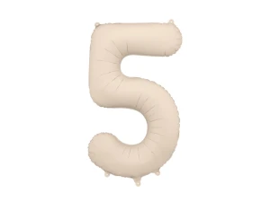 Balon foliowy Cyfra 5 jasny beż 86 cm