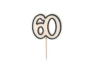 Świeczka urodzinowa liczba 60 5 biało-czarna 5 cm