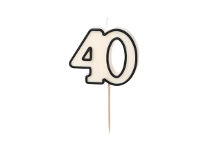Świeczka urodzinowa liczba 40 5 biało-czarna 5 cm
