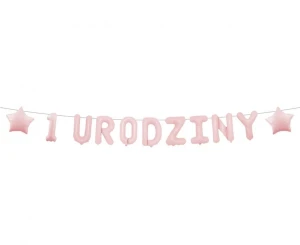 Girlanda papierowa Roczek 1 urodziny różowa 1,5 m