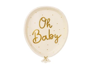 Talerzyki papierowe Baby Shower Oh Baby 17,5 x 22 cm 6 szt.