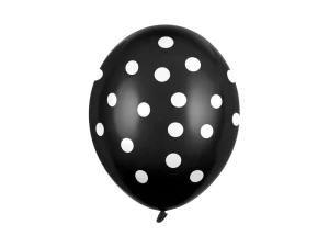 Balony lateksowe Kropki Pastel czarne 30 cm 6 szt.
