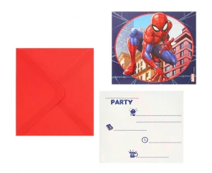Zaproszenia z kopertami Spider-Man Crime Fighter 6 szt.