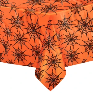 Obrus Halloween pajęczyny pomarańczowo-czarny 137 x 274 cm
