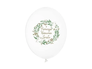 Balon lateksowy Pierwsza Komunia Święta Pastel biały 30 cm 6 szt.