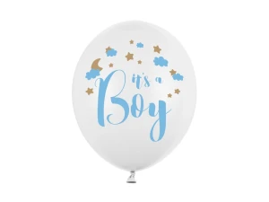 Balony lateksowe Powitanie dziecka Its a Boy Pastel niebieskie 30 cm 6 szt.