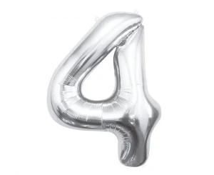 Balon foliowy Cyfra 4 srebrny 85 cm