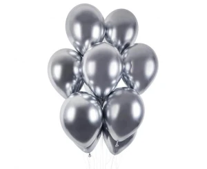 Balon lateksowy Shiny srebrny 33 cm