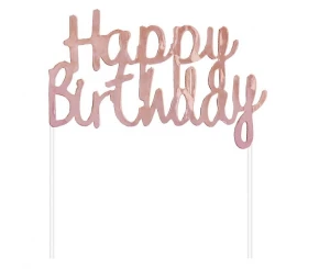 Dekoracja papierowa Happy Birthday różowo-złota 11 x 14 cm