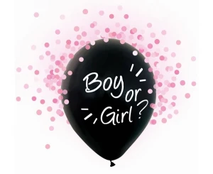 Balony lateksowe Gender Reveal konfetti Boy or Girl różowe 30 cm 4 szt. | dekoracje na przyjęcie gender reveal