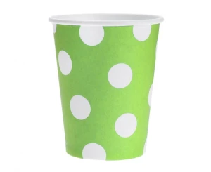 Kubeczki papierowe pistacjowe groszki białe 270 ml 6 szt.