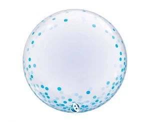 Balon Bubble Blue Confetti Dots przezroczysty 60 cm