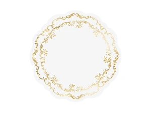 Podkładki pod talerze Ornament śr. 35 złoty biały 5 cm 6 szt.