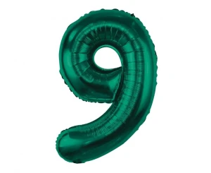 Balon foliowy Cyfra 9 butelkowa zieleń 85 cm