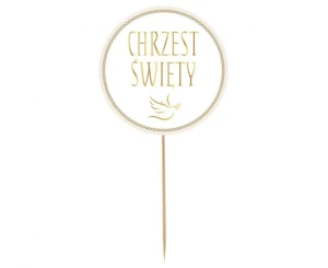 Dekoracja papierowa na tort Chrzest Święty gołąbek biała 14 cm