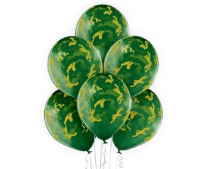 Balony lateksowe Camouflage zielone 6 szt.