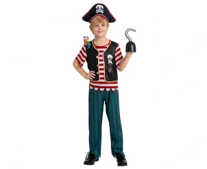 #STDZ Zestaw dla dzieci Pirat Kapitan ( bluzka, spodnie, kapelusz, papuga), rozm. 110/120 cm