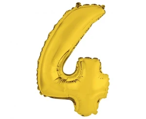 Balon foliowy Cyfra 4 złoty 35 cm