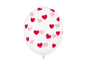 Balon lateksowy Walentynki serduszka czerwony przezroczysty 29 cm