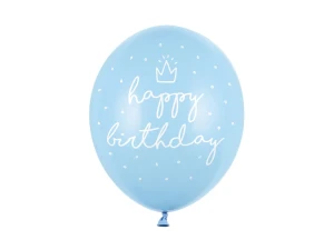 Balon lateksowy Happy Birthday jasnoniebieski 30 cm