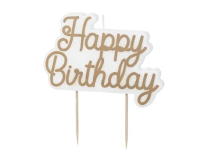 Świeczka urodzinowa Happy Birthday zimny ogień złota 7,5 x 10 cm