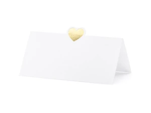 Wizytówki na stół Serce złote 10 x 5 cm 10 szt.