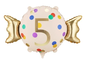 Balon foliowy Cukierek 5 urodziny Happy 5 Birthday 61 x 37 cm