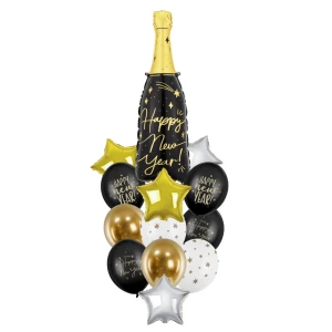 Zestaw balonów Ekstra 2 - Sylwester 2026 - Szampan Happy New Year, dekoracje sylwestrowe