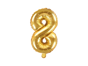 Balon foliowy Cyfra ''8'', 35cm, złoty