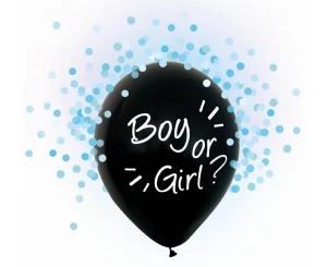Balony lateksowe Gender Reveal konfetti Boy or Girl niebieskie 30 cm 4 szt. | dekoracje na przyjęcie gender reveal