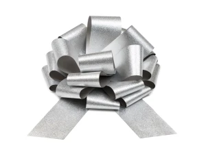 Kokarda dekoracyjna DIY srebrna 30 cm