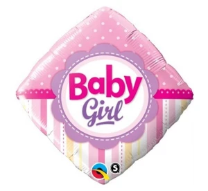 Balon foliowy 18" QL SQR "Baby Girl"| dekoracje na powitanie dziecka