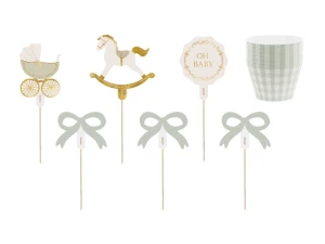 Zestaw Baby Shower do muffinek Oh Baby jasnozielony 6 szt.