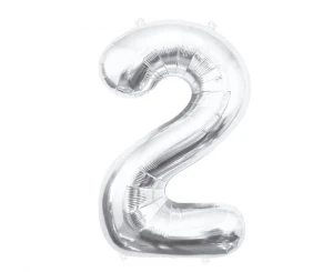Balon foliowy Cyfra 2 srebrny 85 cm