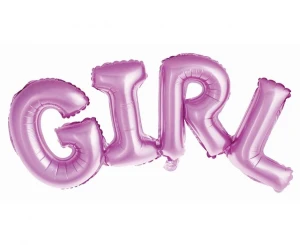 Balon foliowy Napis Girl różowy 81 x 36 cm | dekoracje na przyjęcie gender reveal