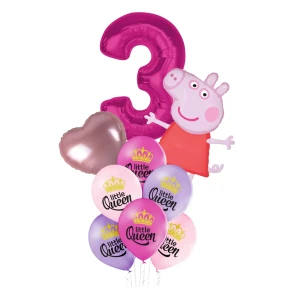 Bukiet balonów na URODZINY z balonem PEPPA PIG - opcja hel