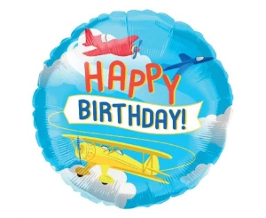 Balon foliowy Samoloty Happy Birthday 45 cm