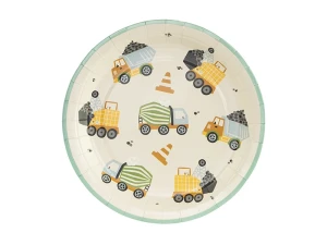 Talerzyki papierowe Pojazdy budowlane 18 cm 6 szt.