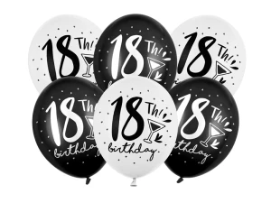 Balon lateksowy 18 urodziny Happy 18 Birthday 30 cm 6 szt.