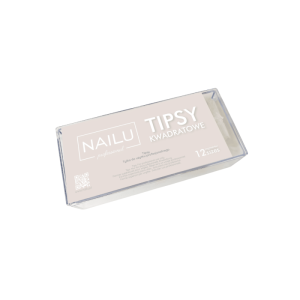 NAILU Tipsy kwadratowe mleczne - 12 rozmiarów 504szt.