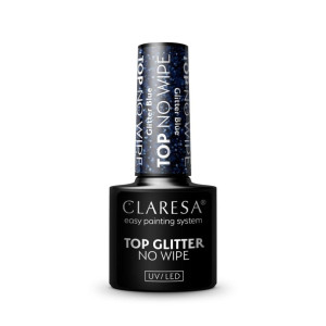 CLARESA Top hybrydowy Top Glitter Blue No Wipe 5g