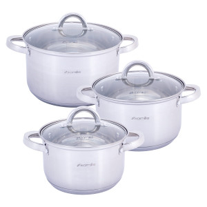 Zestaw komplet garnków ze stali nierdzewnej 6el.