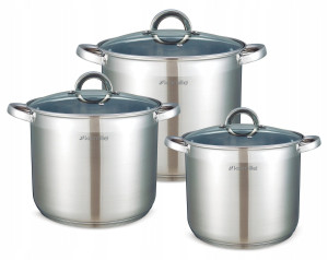 Zestaw komplet garnków głębokich ze stali nierdzewnej 6el.
