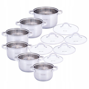 Zestaw komplet garnków ze stali nierdzewnej 12el.