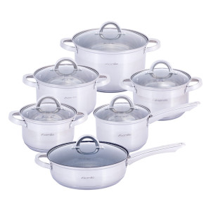 Zestaw komplet garnków ze stali nierdzewnej 12el.